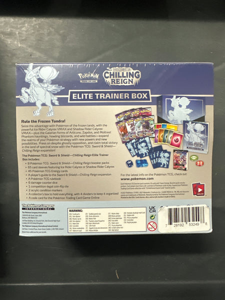chilling reign booster box retail POKEMON Chilling Reign Ice Rider ETB Elite Trainer Box 8 BOOSTER PACK –  Toyz in the Box
