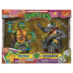 Playmates TMNT Teenage Mutant Ninja Turtles Classic Leonardo vs. Rocksteady 2 pack Action Figure